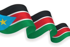 South Sudan national flag waving on white background vector