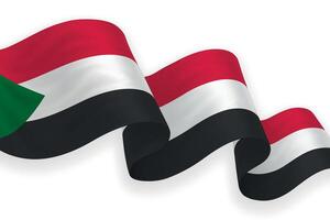 Sudan national flag waving on white background vector