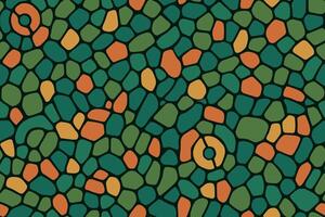 Seamless Chameleon Inspired Mosaic Pattern in Green, Orange, and Yellow vector