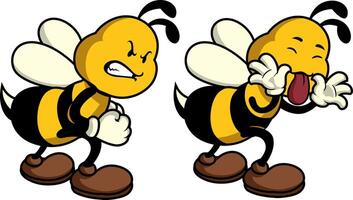 Cartoon bee with expressive emotions vector