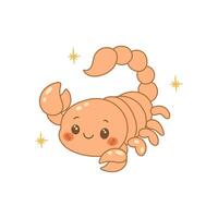 Scorpio zodiac sign with smiling cartoon scorpion vector