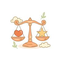 Libra zodiac sign with balanced heart and star vector
