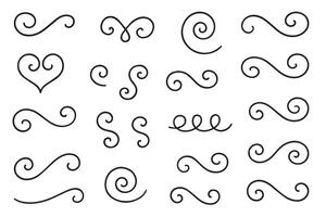 Hand drawn decorative curls, swirls, dividers collection. Vintage design elements. Ink illustration. illustration vector