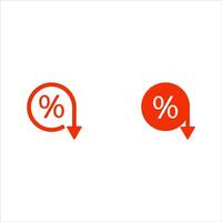 Interest rate reduction or percent down icon set Thin line flat illustration vector