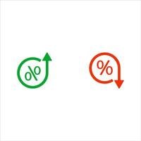 illustration Set of low and high percentage icons, GDP up and down. interest rate, increase icon, percentage increase. Percent in circle with up and down arrows. symbol vector