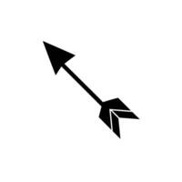 Black Diagonal Arrow Icon with Feathers for Navigation and Design vector