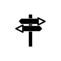 Black Directional Signpost Icon for Navigation and Wayfinding Design vector