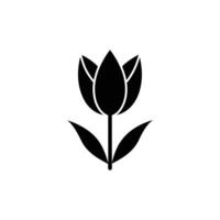Black Tulip Flower Icon for Spring and Floral Design Elements vector