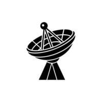 Black Radio Telescope Icon for Astronomy and Science Design Elements vector