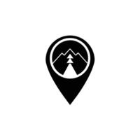 Black Location Pin with Pine Tree Icon for Outdoor and Camping Maps vector