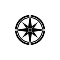 Black Compass Rose Navigation Icon Isolated on White Background vector