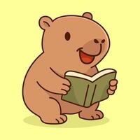 A Cute Capybara Enjoying a Book vector