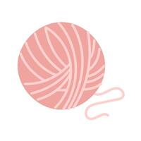 Round pink ball of yarn. An isolated item for handicraft. cozy atmosphere. A flat color illustration. For designing websites about knitting, handicrafts, apps, blogs, printed products, or hobby items vector