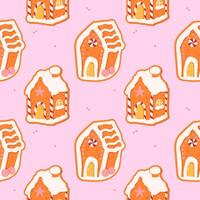 Seamless pattern with gingerbread houses. illustration vector