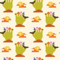 Seamless Halloween pattern with zombies vector