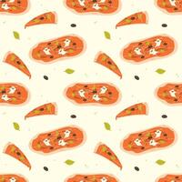 Colorful pizza pattern with ghostly toppings vector