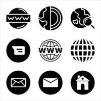Collection Of Black And White Internet And Communication Icons Featuring Website Address And Message vector