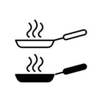 frying pan icon design concept silhouette and outline style vector
