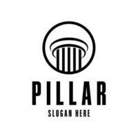 pillar icon logo design concept with label cicrle vector