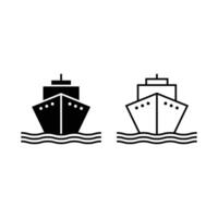 cruise ship icon design concept silhouette and outline style vector