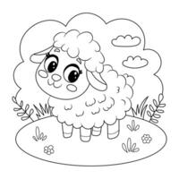sheep coloring book for kids vector