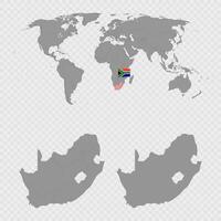 South Africa Map Set with World Location. vector