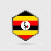 Uganda Flag Icon in Hexagon Shape. vector