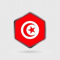 Tunisia Flag Icon in Hexagon Shape. vector