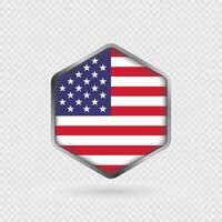 USA Flag Icon in Hexagon Shape. vector