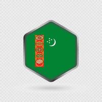 Turkmenistan Flag Icon in Hexagon Shape. vector
