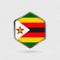 Zimbabwe Flag Icon in Hexagon Shape. vector