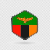 Zambia Flag Icon in Hexagon Shape. vector
