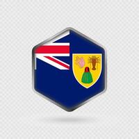 Turks and Caicos Islands Flag Icon in Hexagon Shape. vector