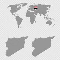 Syria Map Set with World Location. vector
