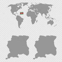 Suriname Map Set with World Location. vector