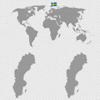 Sweden Map Set with World Location. vector