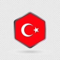 Turkey Flag Icon in Hexagon Shape. vector