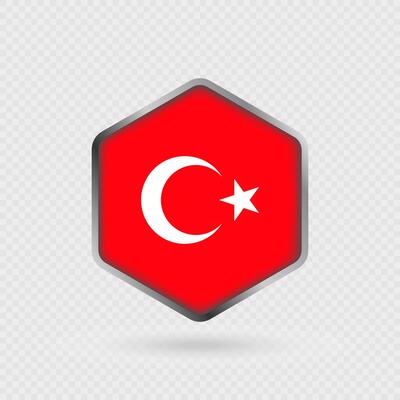 Turkey Flag Icon in Hexagon Shape.