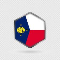 Wake Island Flag Icon in Hexagon Shape. vector