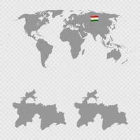 Tajikistan Map Set with World Location. vector