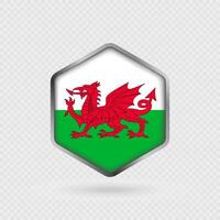 Wales Flag Icon in Hexagon Shape. vector