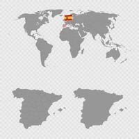 Spain Map Set with World Location. vector
