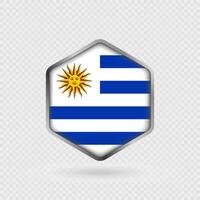 Uruguay Flag Icon in Hexagon Shape. vector