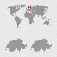 Switzerland Map Set with World Location. vector