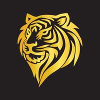 Golden Tiger Emblem With Black Background Symbolizing Strength and Elegance vector
