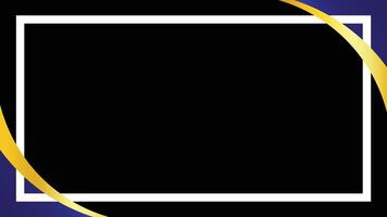 abstract layout with black center, white rectangular frame, gold curved wave accents, and dark blue corners, ideal for digital ads, posters, and presentation templates. vector