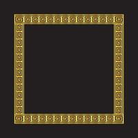 Golden Decorative Border with Greek Style Ornament on Dark Background vector