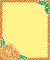 Decorative Orange, Themed Border with Citrus Fruits and Geometric Patterns vector