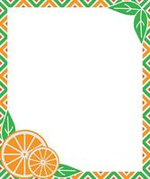 Colorful Citrus Themed Border with Oranges and Geometric Pattern vector