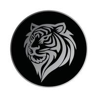 Stylized Monochrome Tiger Logo With Circular Background Design vector